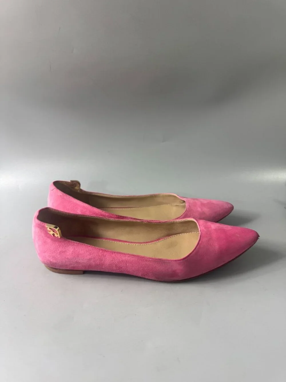 Tory Burch Pink Suede Pointed Flats, Size 7 M